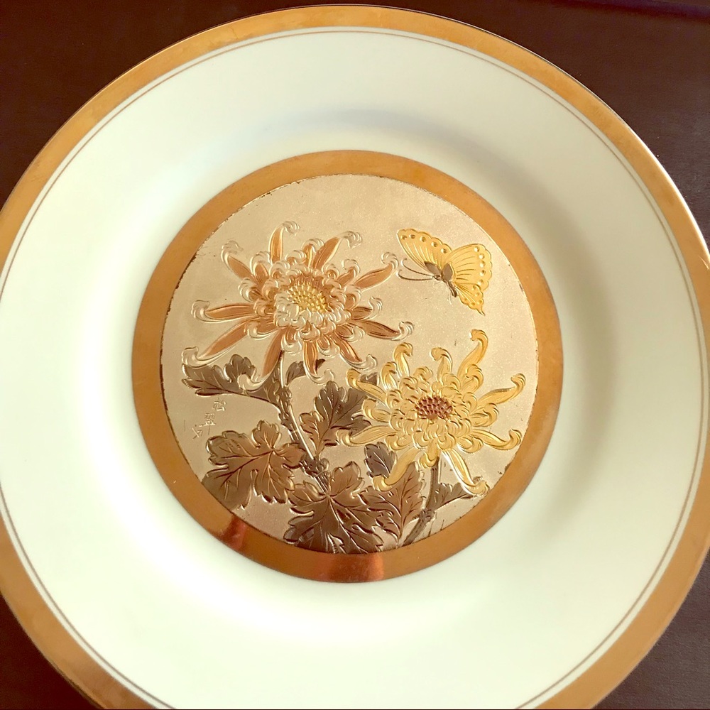 Japanese 24K Gold Accented Chokin Plate
